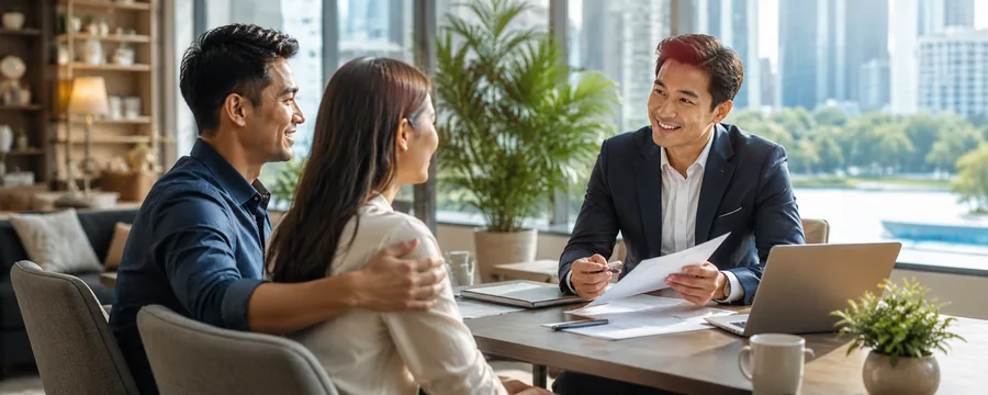 Insurance advisor discussion with clients