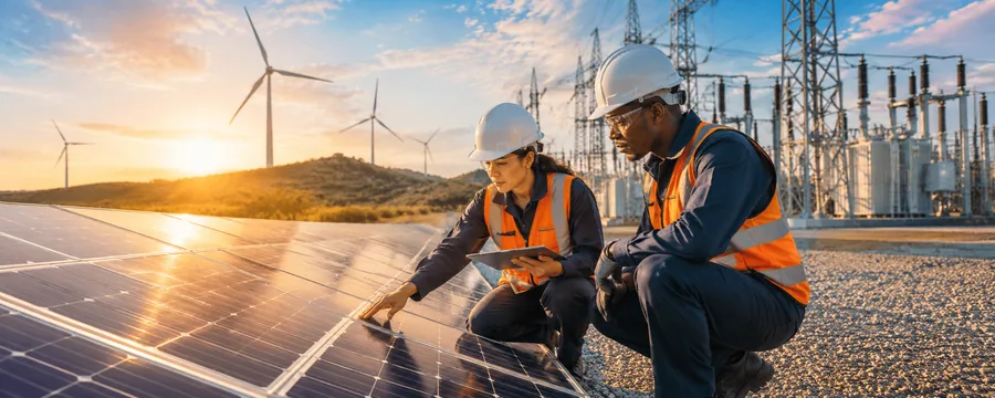 Energy and utilities field team at renewable site
