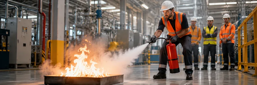 Fire safety simulation training in factory